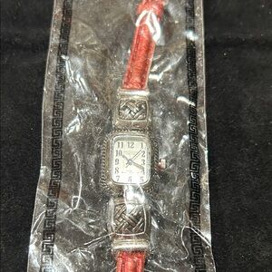 Vintage-Inspired Silver and Red Women's Watch